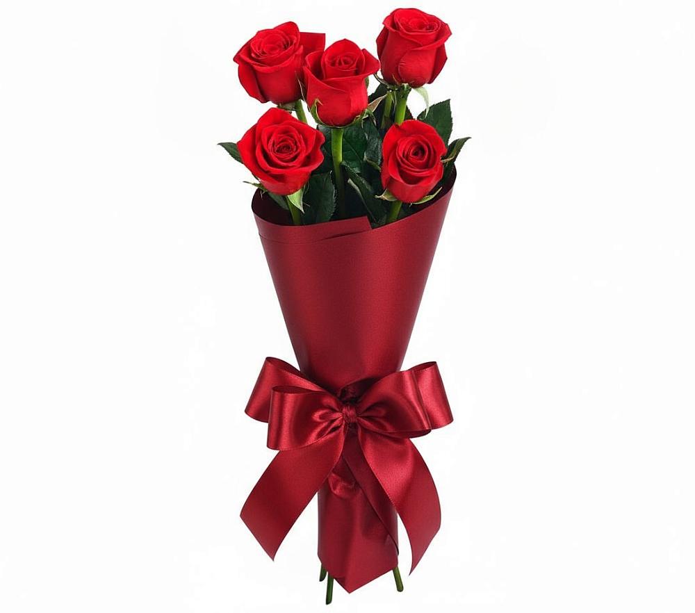 Букет 5 Красных роз Эдлесс Лав в Гостилицы