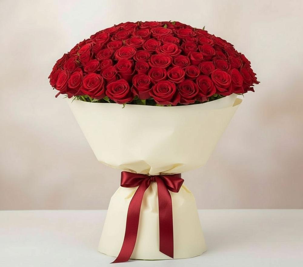 Букет 101 Красная роза Милано в Гостилицы