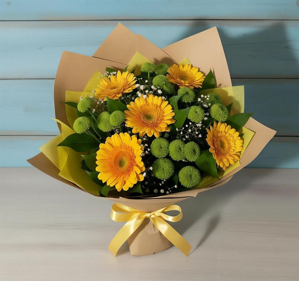 Букет цветов из: Герберы и Хризантемы в Гостилицы