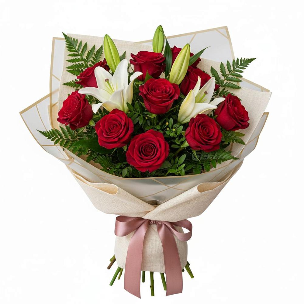 Букет цветов из: Лилии и Розы в Гостилицы