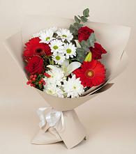 Букет цветов из:  Розы, Хризантемы, Герберы и Лилии #REPLACE_PRED# Гостилицы