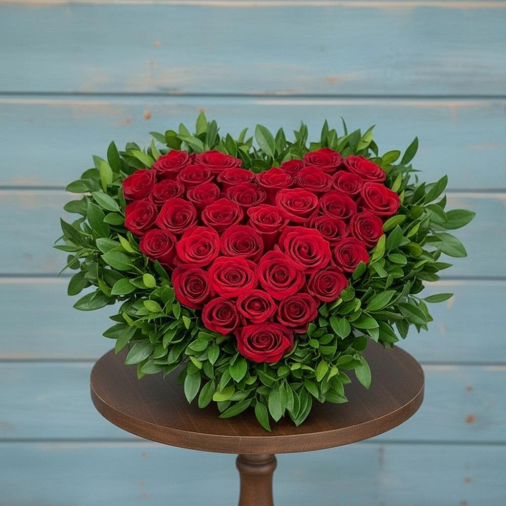 Цветочная композиция из Розы в виде сердца в Гостилицы