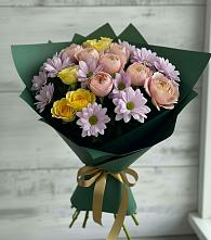 Букет цветов из:  Хризантемы и Розы #REPLACE_PRED# Гостилицы