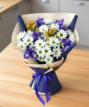 Букет цветов из:  Розы, Ирисы и Хризантемы в Гостилицы