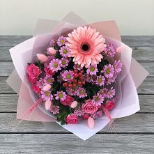 Букет цветов из:  Розы, Герберы и Хризантемы #REPLACE_PRED# Гостилицы