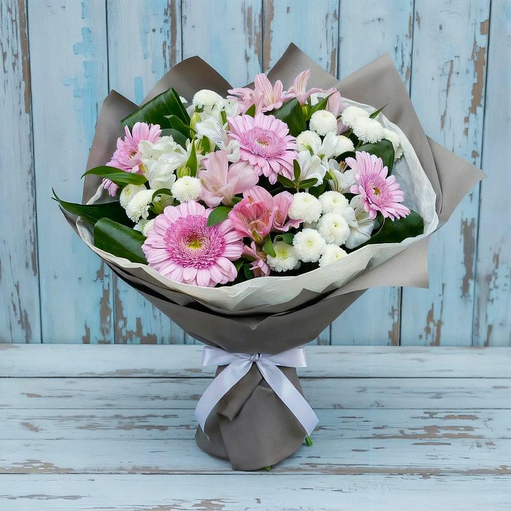 Букет цветов из: Герберы, Альстромерии и Хризантемы в Гостилицы
