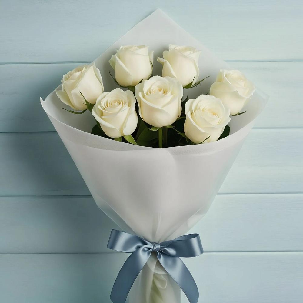 Букет 7 Белых роз Эдлесс Лав в Гостилицы